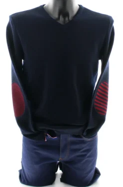 Outlet Berthe Aux Grands Pieds Pull marin Homme Coudières Asymétriques Rayées col V