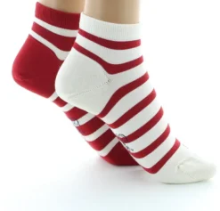 Clearance Berthe Aux Grands Pieds Socquettes en soie rayées asymétriques Rouge et Ecru
