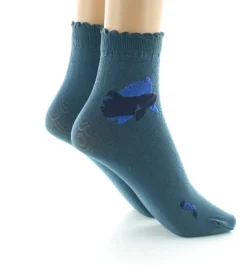 Hot Berthe Aux Grands Pieds Socquettes femme 40D poissons pétrole et bleu
