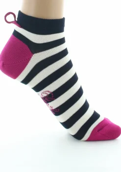 New Berthe Aux Grands Pieds Socquettes femme fil d'Ecosse rayures marine et ivoire