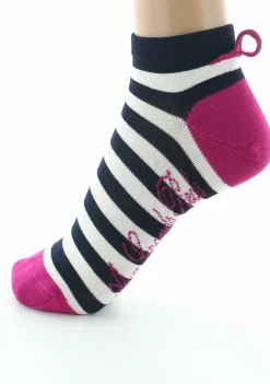 New Berthe Aux Grands Pieds Socquettes femme fil d'Ecosse rayures marine et ivoire