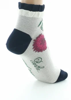 Online Berthe Aux Grands Pieds Socquettes femme fil d'Ecosse Fleurs et Feuilles