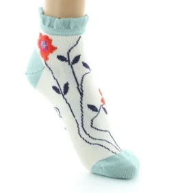 Discount Berthe Aux Grands Pieds Socquettes Femme Fleurs Oranges