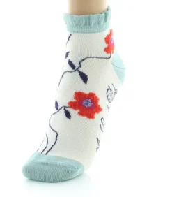 Discount Berthe Aux Grands Pieds Socquettes Femme Fleurs Oranges