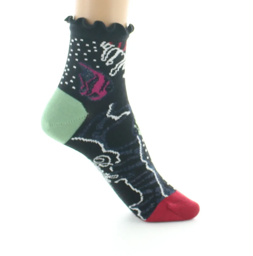 Best Berthe Aux Grands Pieds Socquettes femme laine peignée poissons