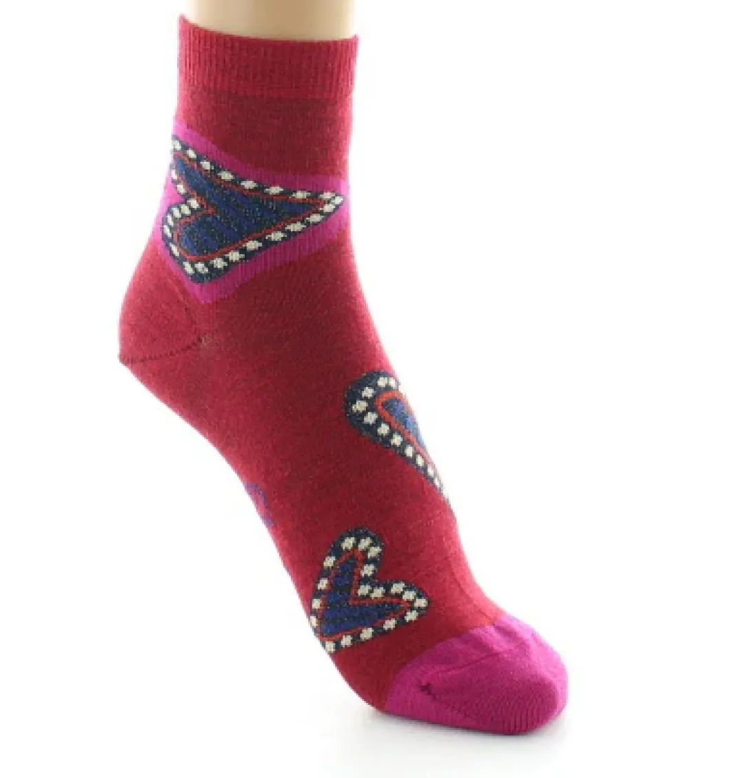 Hot Berthe Aux Grands Pieds Socquettes femme laine peignée cœur