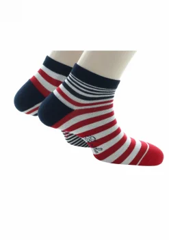Sale Berthe Aux Grands Pieds Socquettes homme coton rayures rouge et marine